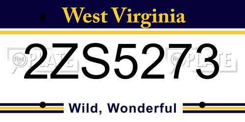 2ZS5273 West Virginia License Plate