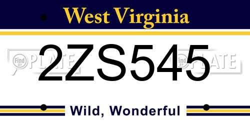2ZS545 West Virginia License Plate