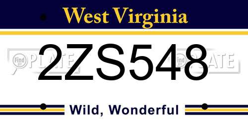 2ZS548 West Virginia License Plate