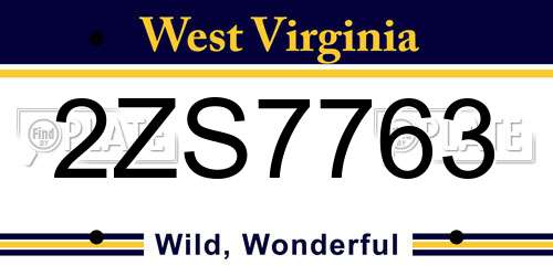 2ZS7763 West Virginia License Plate
