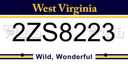 2ZS8223 West Virginia License Plate