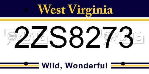 2ZS8273 West Virginia License Plate