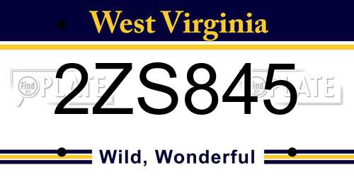 2ZS845 West Virginia License Plate