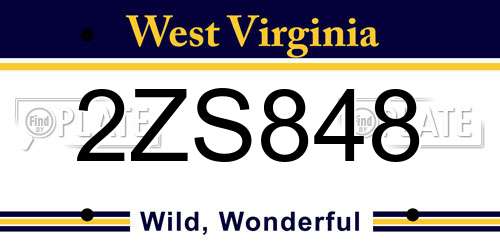 2ZS848 West Virginia License Plate