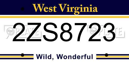 2ZS8723 West Virginia License Plate
