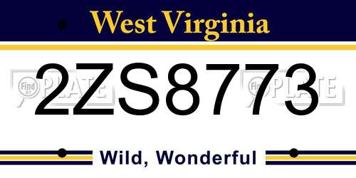 2ZS8773 West Virginia License Plate