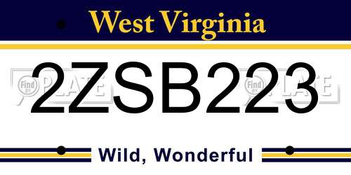 2ZSB223 West Virginia License Plate