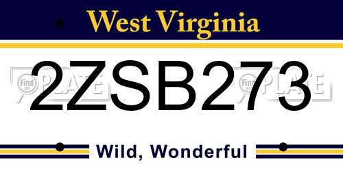 2ZSB273 West Virginia License Plate