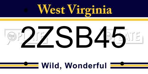2ZSB45 West Virginia License Plate