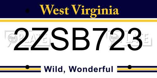 2ZSB723 West Virginia License Plate