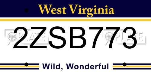 2ZSB773 West Virginia License Plate
