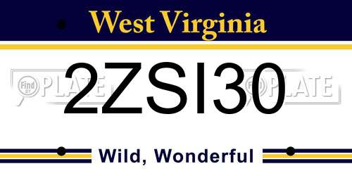 2ZSI30 West Virginia License Plate