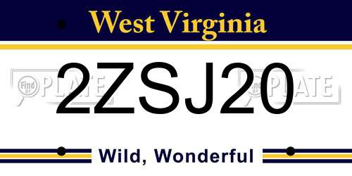 2ZSJ20 West Virginia License Plate