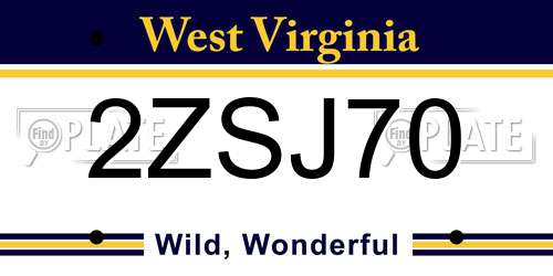 2ZSJ70 West Virginia License Plate