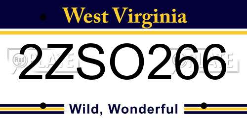 2ZSO266 West Virginia License Plate