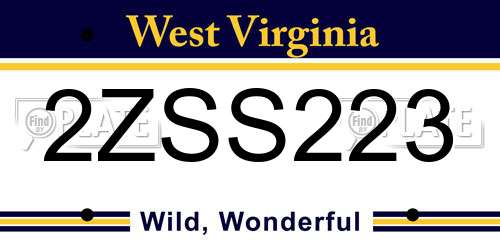 2ZSS223 West Virginia License Plate