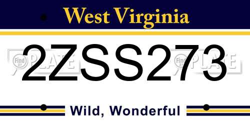 2ZSS273 West Virginia License Plate