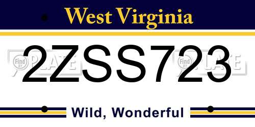 2ZSS723 West Virginia License Plate