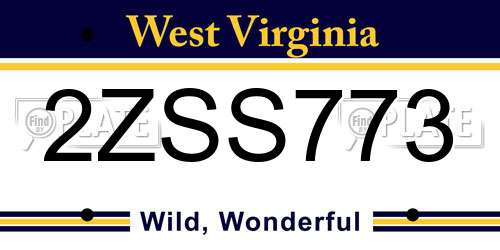 2ZSS773 West Virginia License Plate