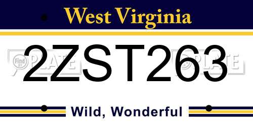 2ZST263 West Virginia License Plate