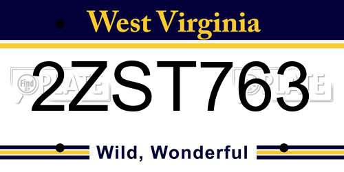 2ZST763 West Virginia License Plate