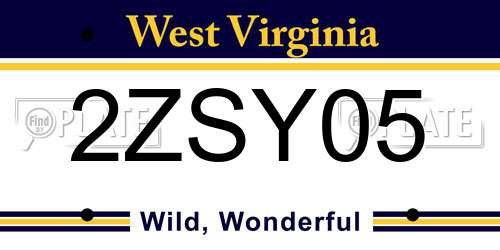 2ZSY05 West Virginia License Plate
