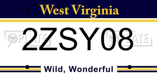 2ZSY08 West Virginia License Plate