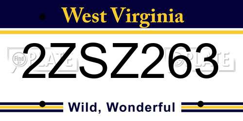 2ZSZ263 West Virginia License Plate