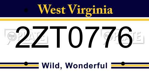 2ZT0776 West Virginia License Plate