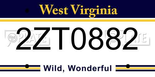 2ZT0882 West Virginia License Plate