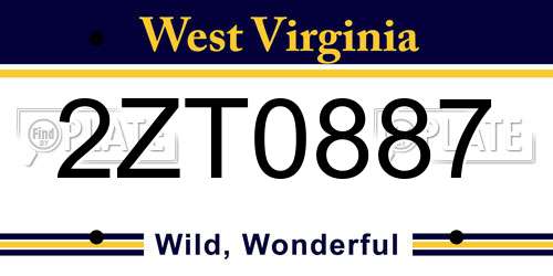 2ZT0887 West Virginia License Plate