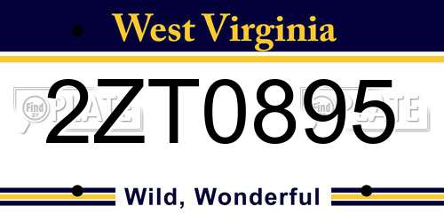 2ZT0895 West Virginia License Plate