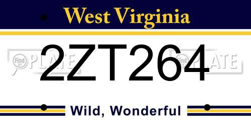 2ZT264 West Virginia License Plate