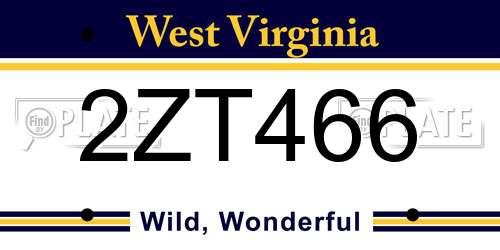 2ZT466 West Virginia License Plate