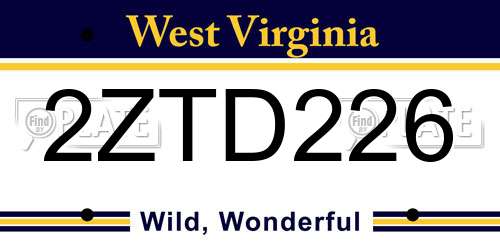 2ZTD226 West Virginia License Plate