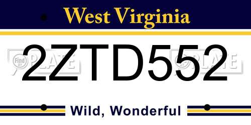 2ZTD552 West Virginia License Plate