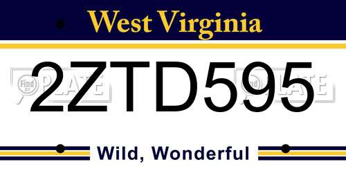 2ZTD595 West Virginia License Plate