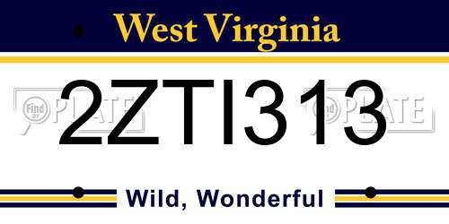 2ZTI313 West Virginia License Plate