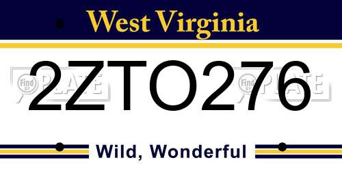 2ZTO276 West Virginia License Plate