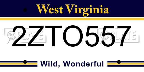 2ZTO557 West Virginia License Plate