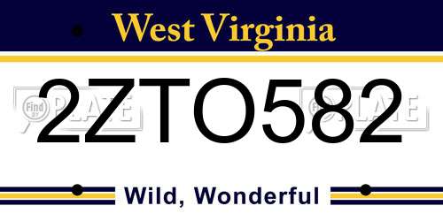 2ZTO582 West Virginia License Plate