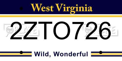2ZTO726 West Virginia License Plate