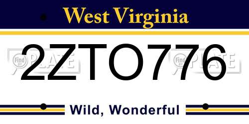2ZTO776 West Virginia License Plate
