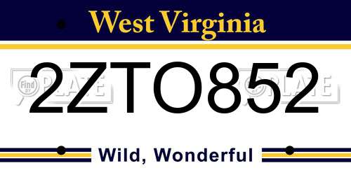 2ZTO852 West Virginia License Plate