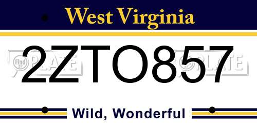 2ZTO857 West Virginia License Plate