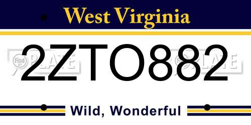 2ZTO882 West Virginia License Plate