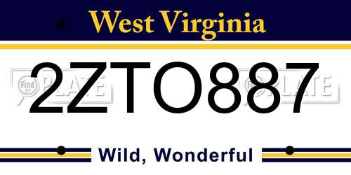 2ZTO887 West Virginia License Plate