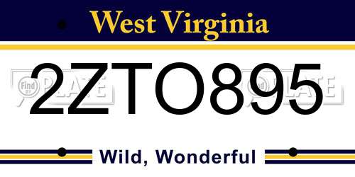 2ZTO895 West Virginia License Plate