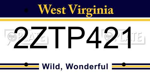 2ZTP421 West Virginia License Plate