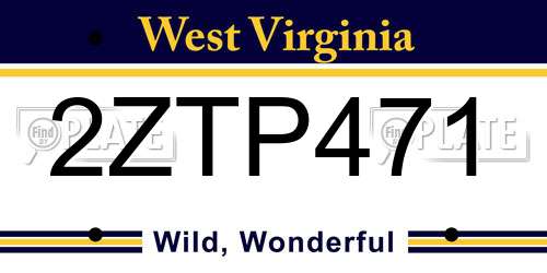 2ZTP471 West Virginia License Plate